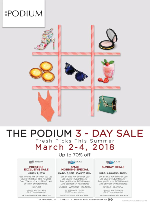 The Podium 3 Day Sale 2018