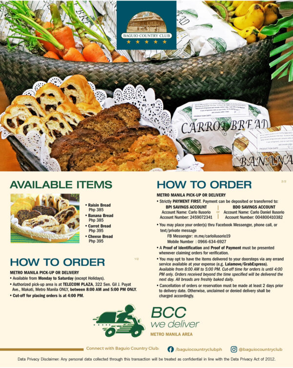 Baguio Country Club Raisin Bread and Banana Bread, Now Available in