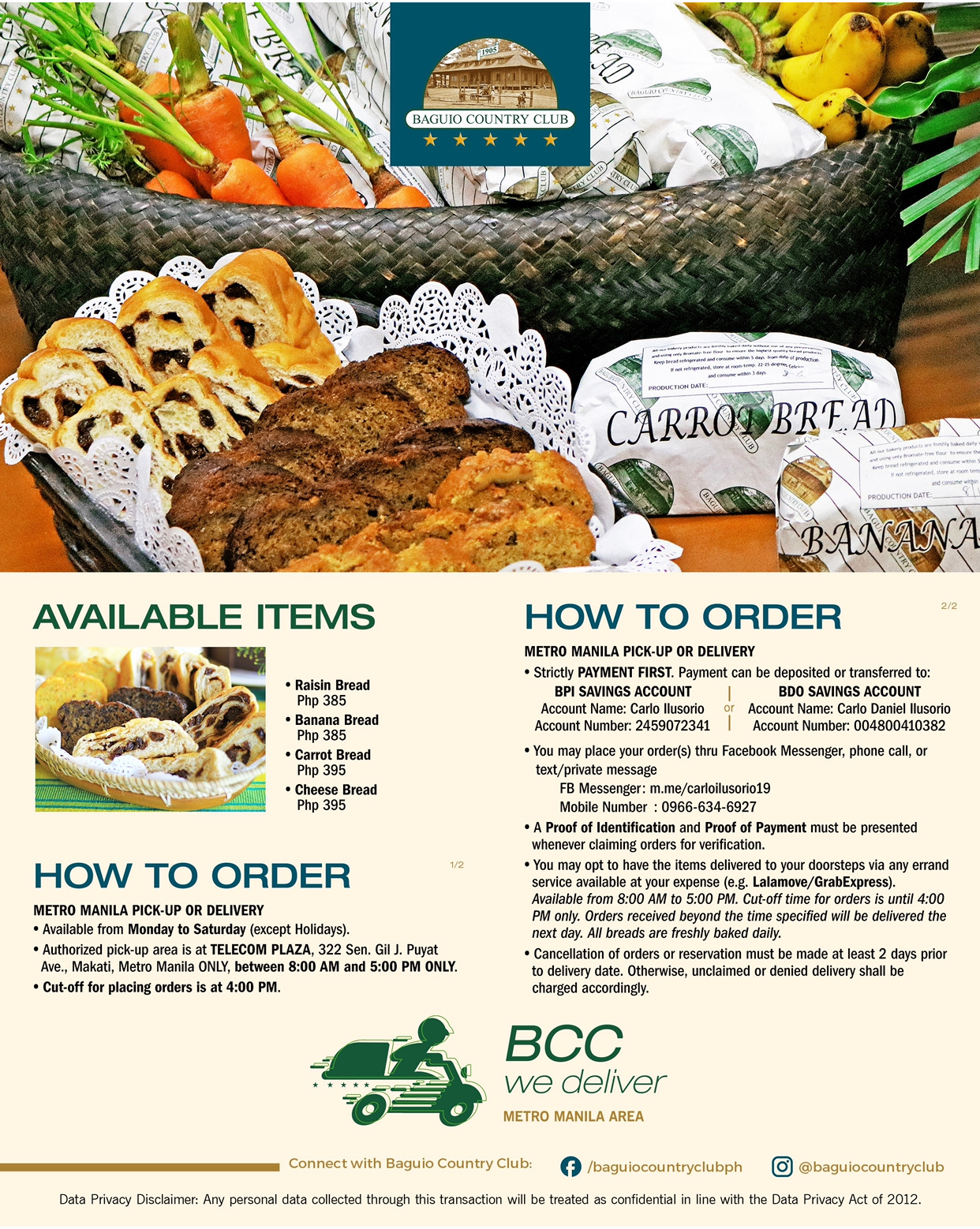 Baguio Country Club Raisin Bread and Banana Bread, Now Available in