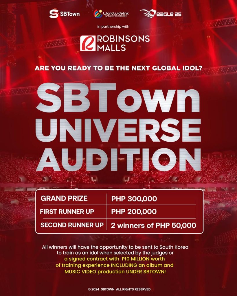 The next Filipino K-Pop idol will be discovered in Robinsons Malls 21 SBTown Universe Audition Official Poster