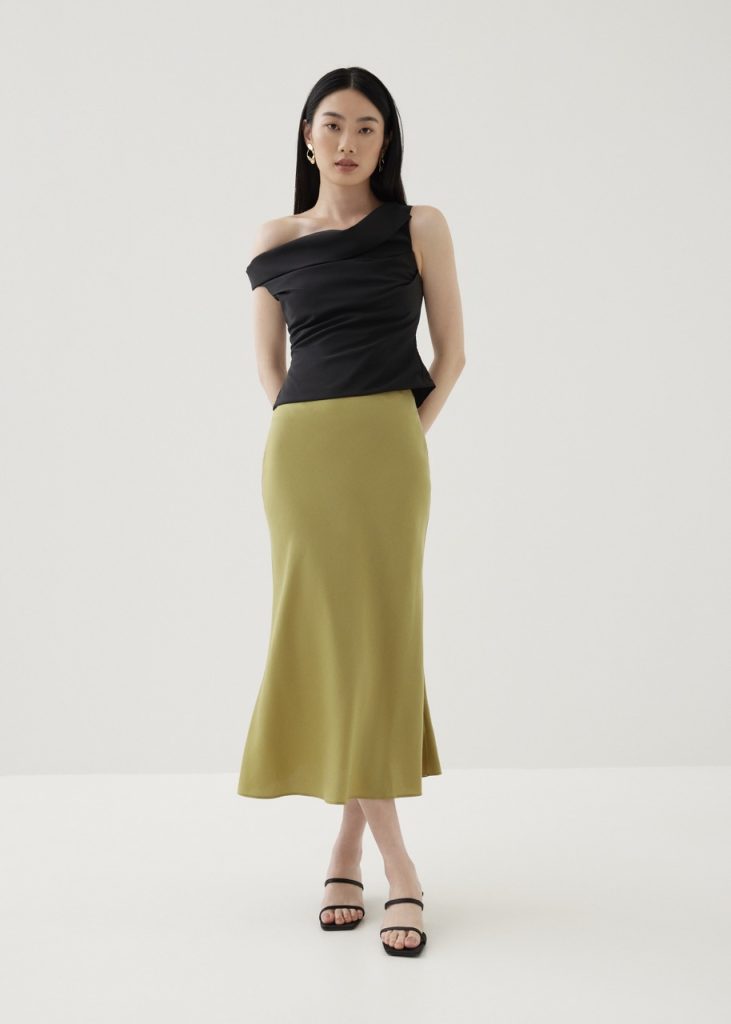 Love BonitoMadeline Flare Midi Skirt in Dusty Citron