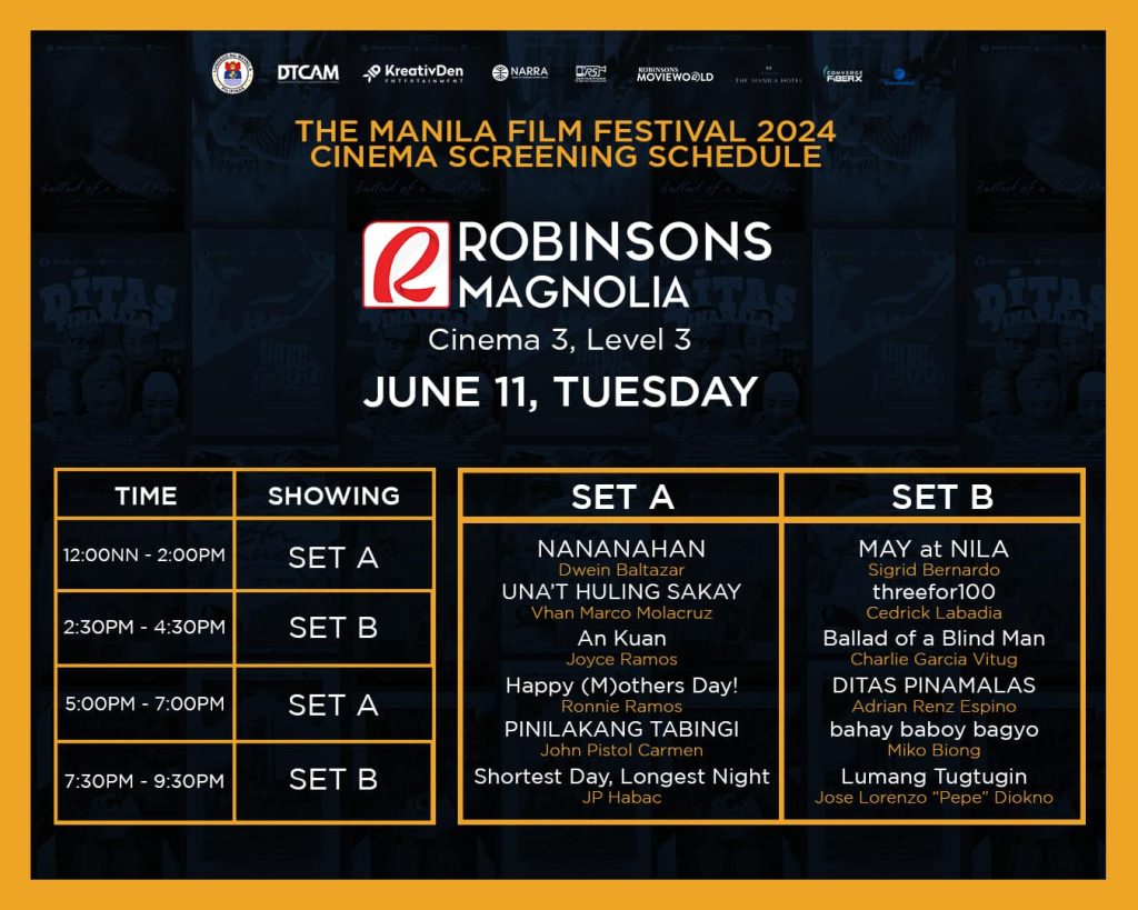 TMFF 2024 Robinsons Magnolia June 11 Showtimes