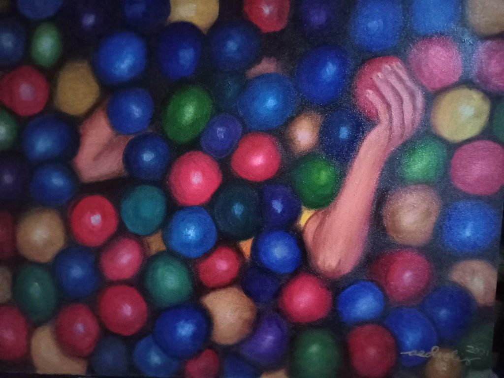 Female Narratives in Paint, on Canvas 37 PR ARTablado Her Art Her Story Unseen Happiness by Aed Solis