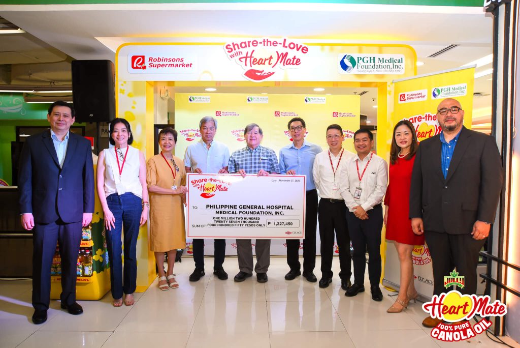 Sharing the Love: ₱1.2M Donated to PGH Medical Foundation as Jolly Heart Mate Canola Oil Extends Community Support 1 Share the Love Campaign Donation Turnover