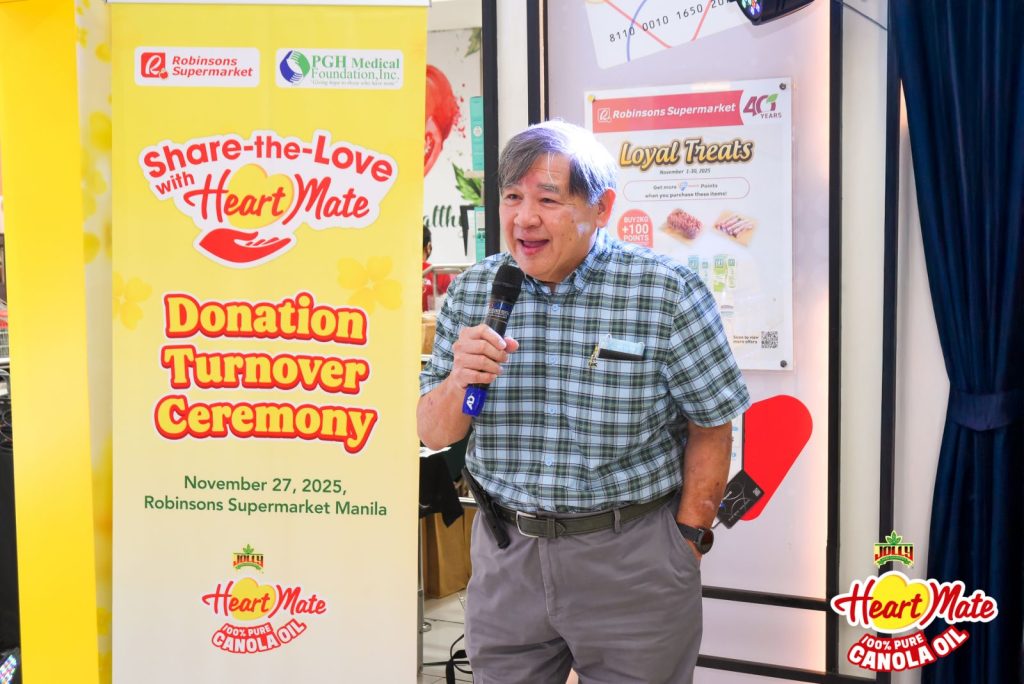 Sharing the Love: ₱1.2M Donated to PGH Medical Foundation as Jolly Heart Mate Canola Oil Extends Community Support 2 Chairman President PGHMFI Dr. Telesforo E. Gana Jr