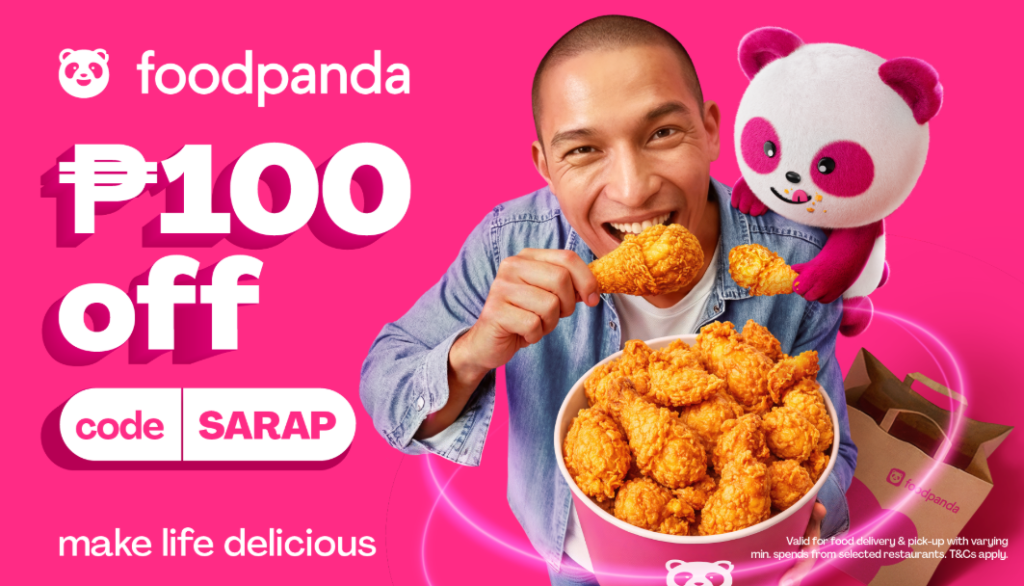 Use promo code SARAP and get ₱100 off at selected restaurants. Minimum spend varies
