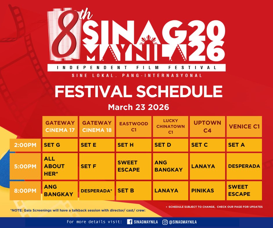 NEW MOVIES THIS WEEK: Ready or Not 2: Here I Come, They Will Kill You, Unexpected Family, and More! 20 Sinag Maynila 2026 Schedule