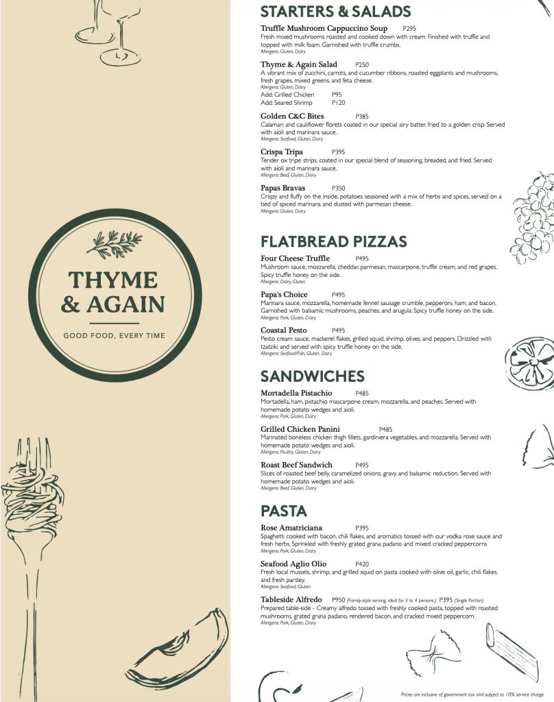 A Thyme Menu