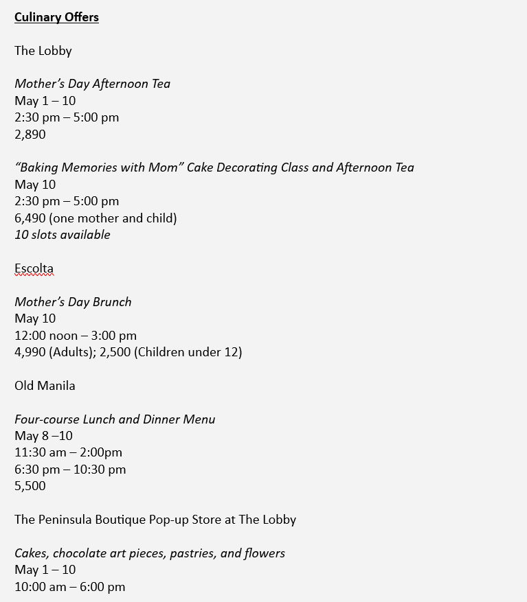 M is the Merry Mother's Month of May at The Peninsula Manila 3 image