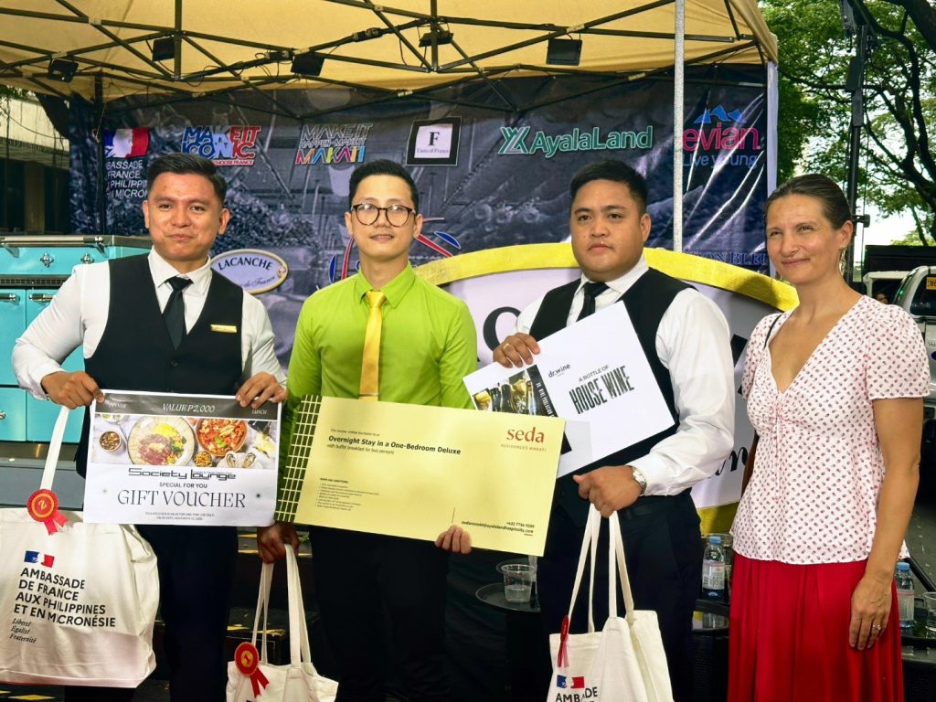 Course des Garcons de Cafe winners with Her Excellency Marie Fontanel Ambassador of France to the Philippines and Micronesia