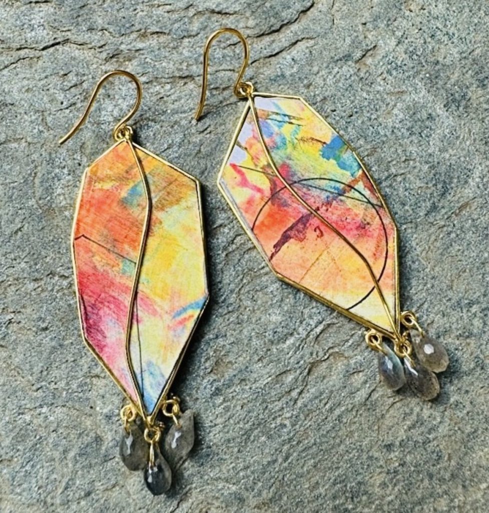 When Art Meets Adornment: The Synergy of Mitzi Parungao and Aaron Virata Mempin 3 Aaron x Mitzi 2 dangling earrings with Labradorite in silver dipped in yellow gold