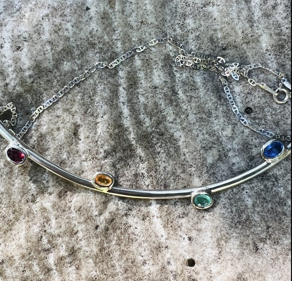 When Art Meets Adornment: The Synergy of Mitzi Parungao and Aaron Virata Mempin 6 Inspiration 3 Silver necklace with Rhodolita garnet emerald sapphire and yellow sapphire